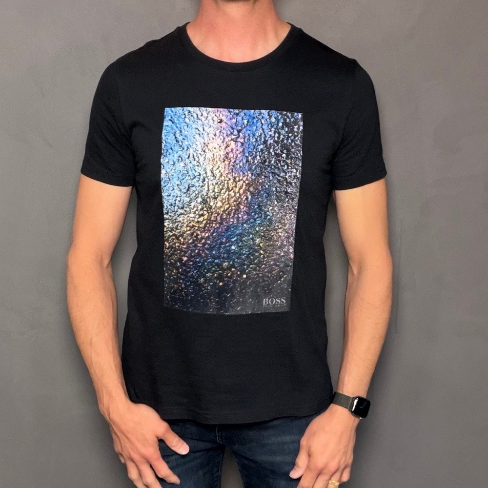 Hugo Boss Mens Graphic Logo T-Shirt "Teyne" Black, Size‎ Small